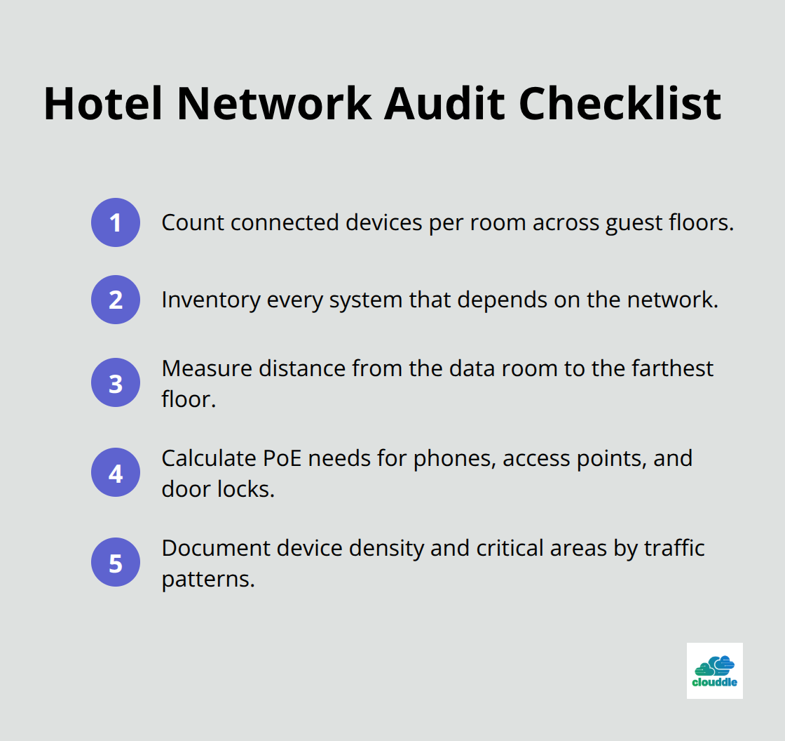 Compact checklist for auditing hotel network demands before cabling installation. - Cabling installation services hotels