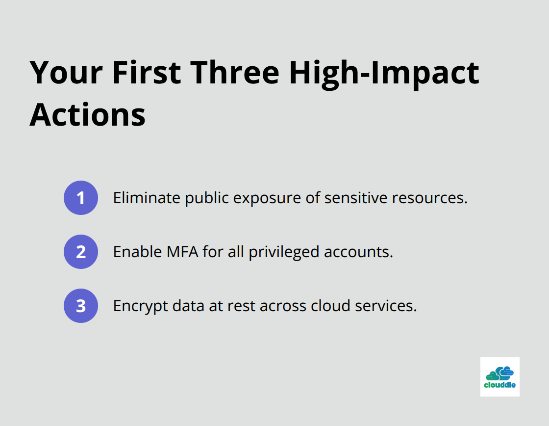 Compact checklist of the first three actions to reduce cloud breach risk - cloud-based network security