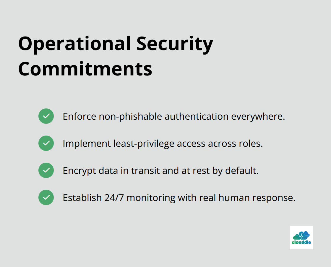 Checklist of the core operational security commitments for better cloud outcomes. - cloud computing and network security