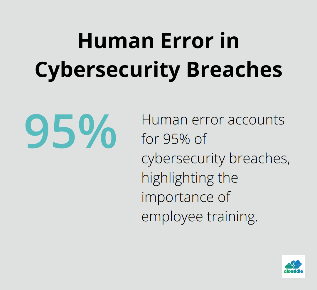 Pie chart showing that 95% of cybersecurity breaches are caused by human error - importance of computer network security