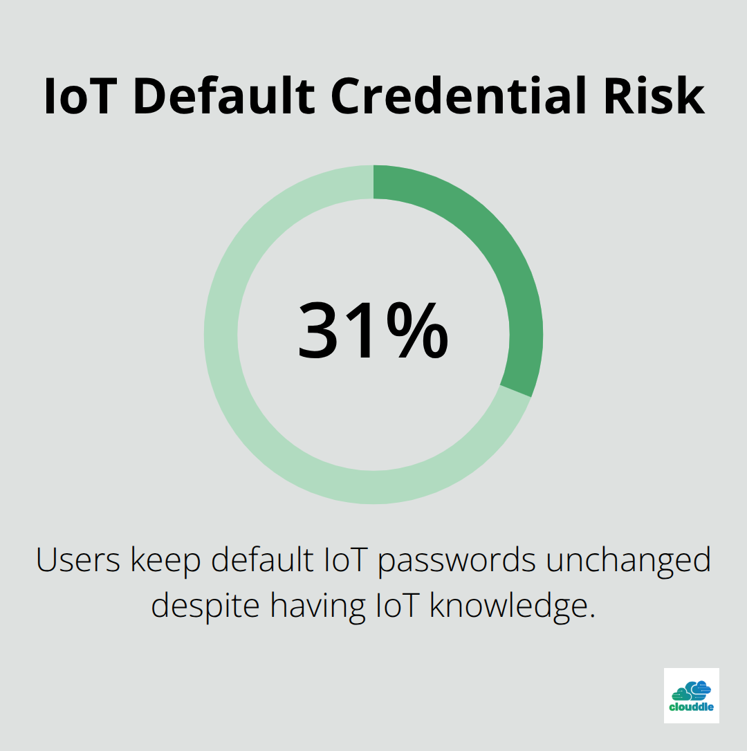 Share of users who keep default passwords on IoT devices - iot network security solutions