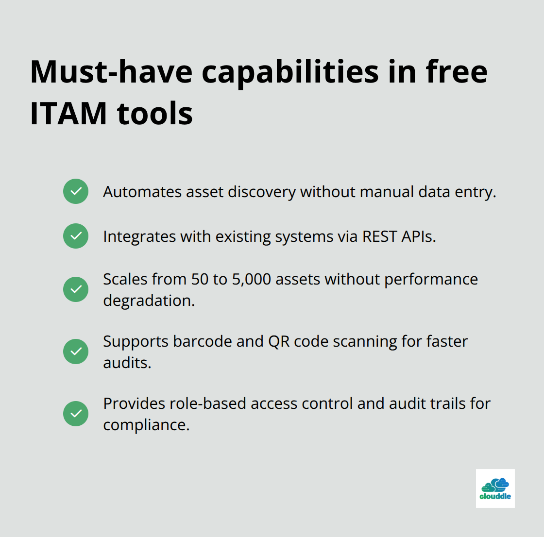 Checklist of essential capabilities for free IT asset management software - it asset management free software