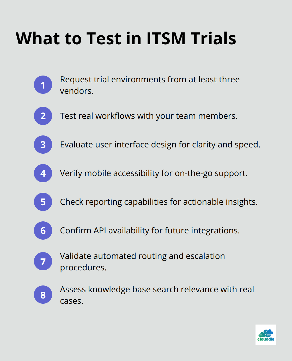 Hands-on evaluation checklist for ITSM platform trials