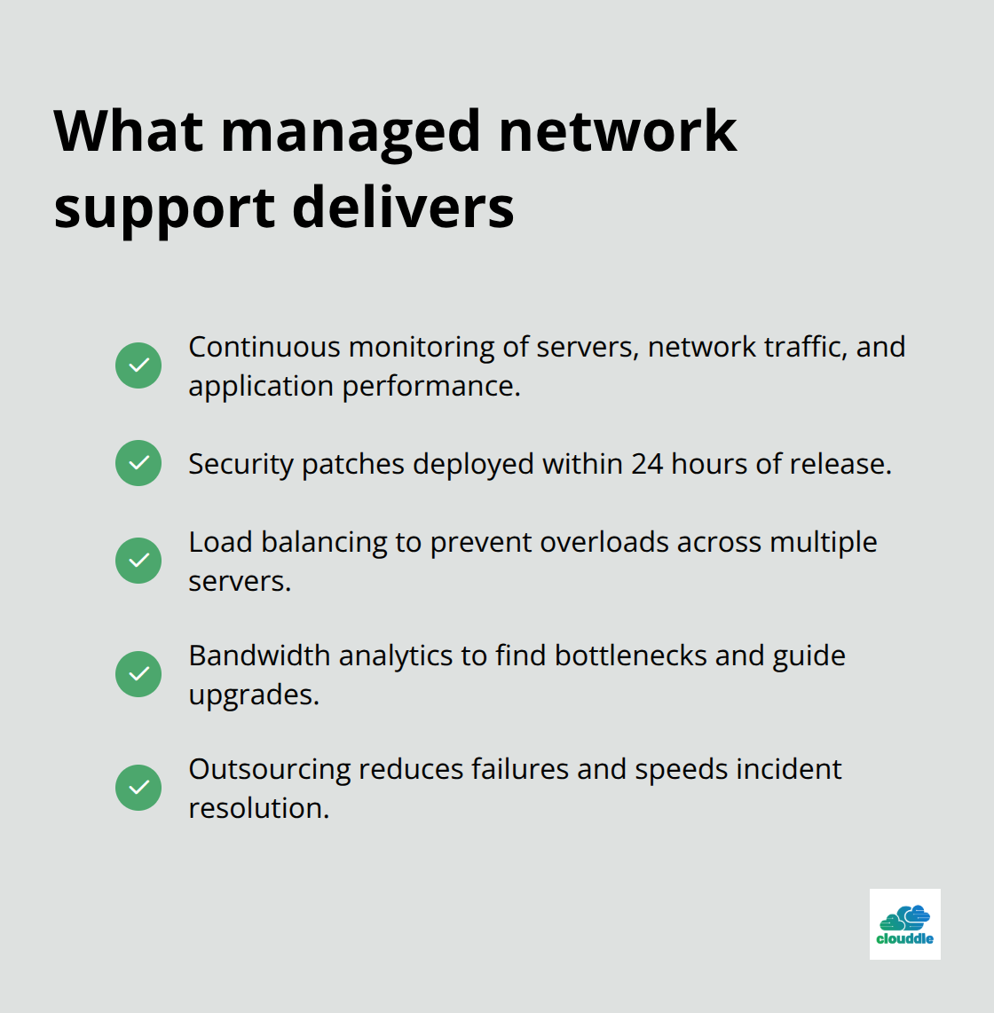Checklist of core outcomes from professional network management.