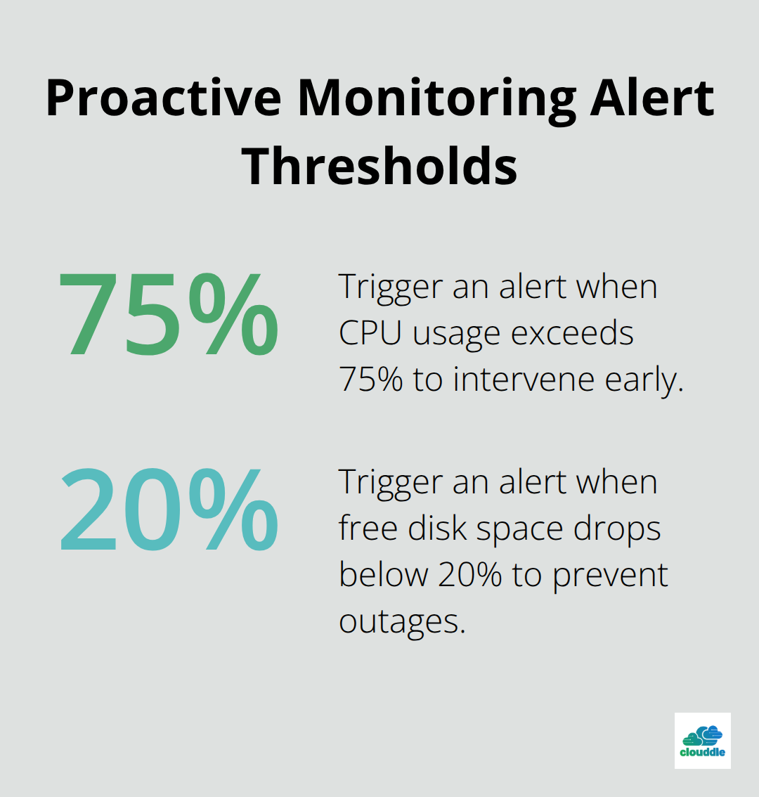 Chart showing CPU and disk utilization thresholds for alerts - life cycle management it