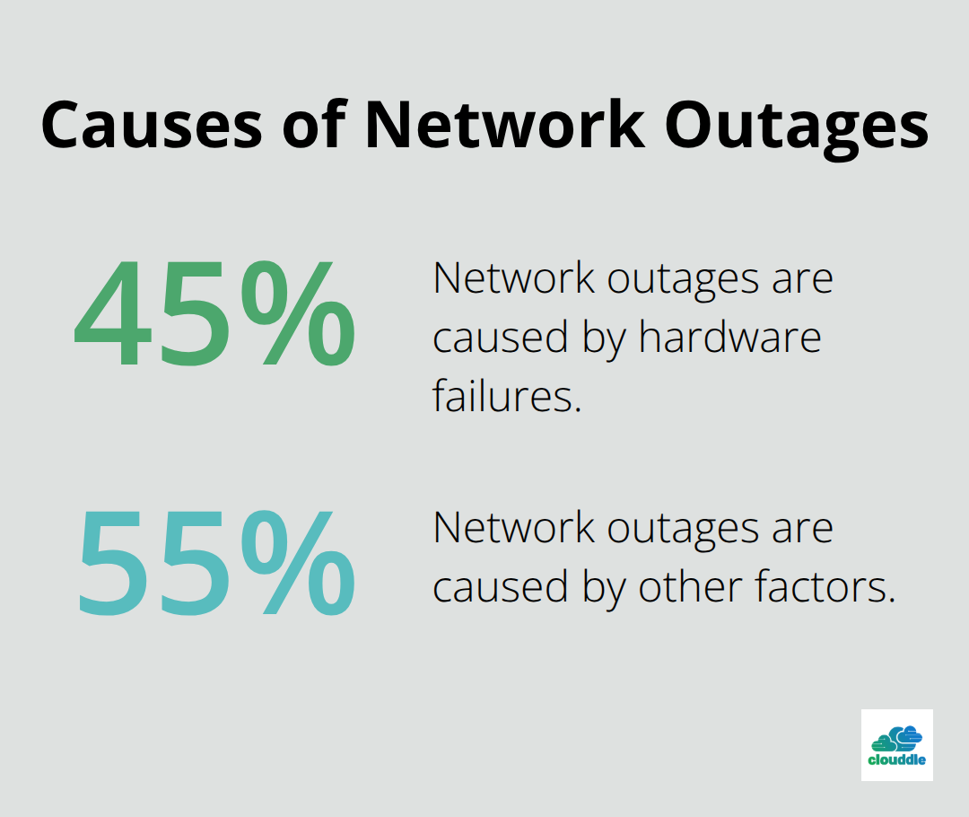 Pie chart showing 45% of network outages are caused by hardware failures - managed it services packages