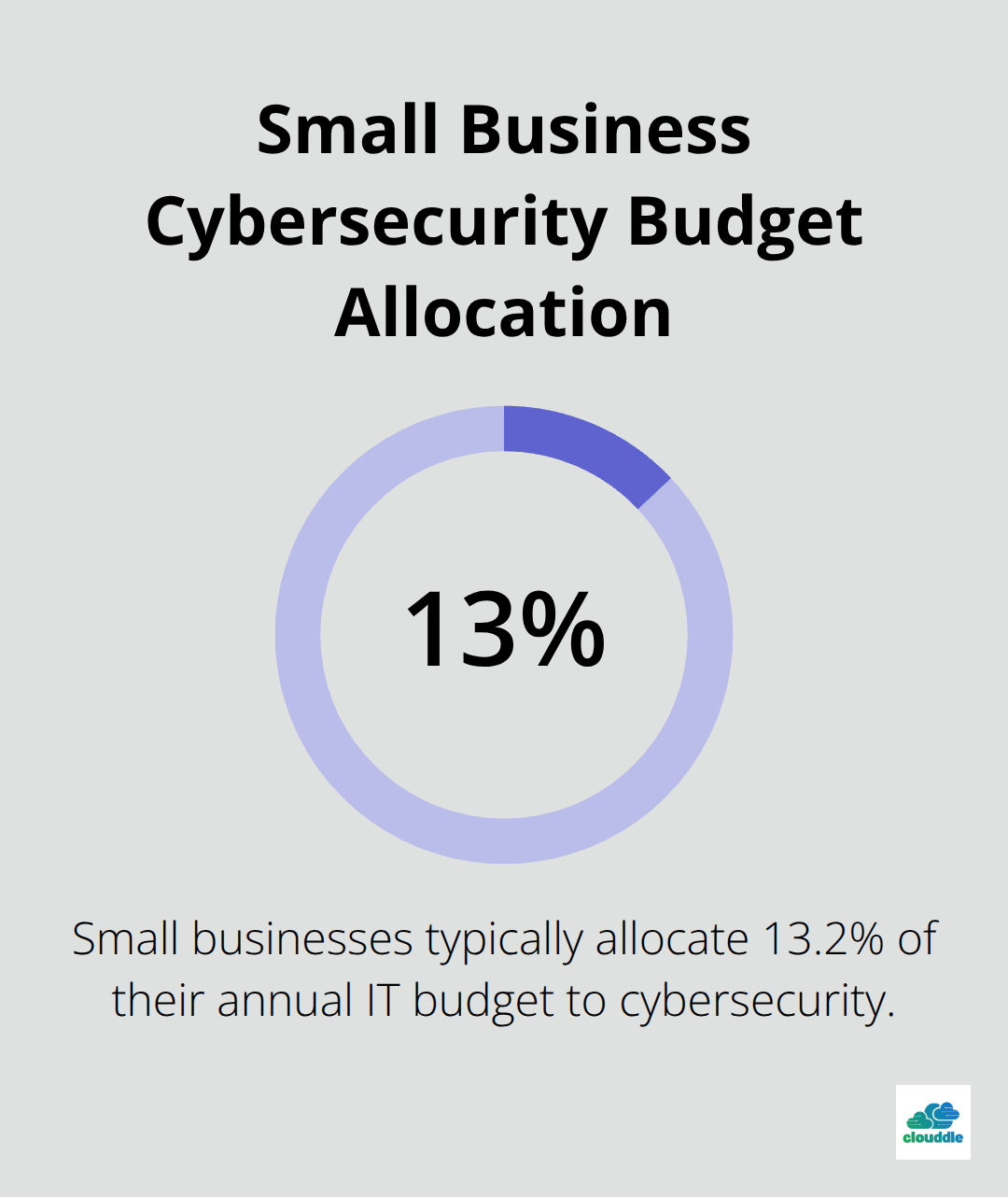 Chart showing 13.2% of small business IT budget allocated to cybersecurity - managed network security solutions