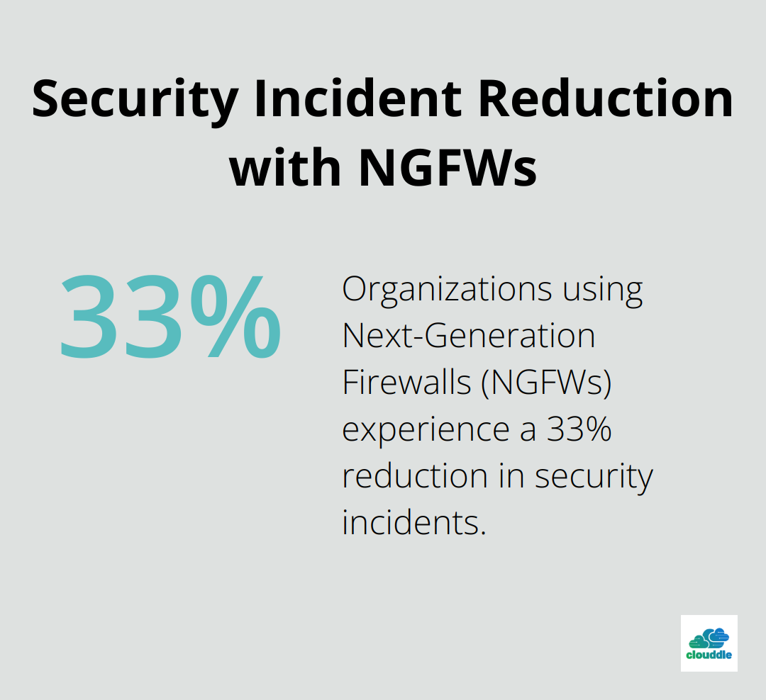 Pie chart showing 33% reduction in security incidents for organizations using Next-Generation Firewalls - network security as a service