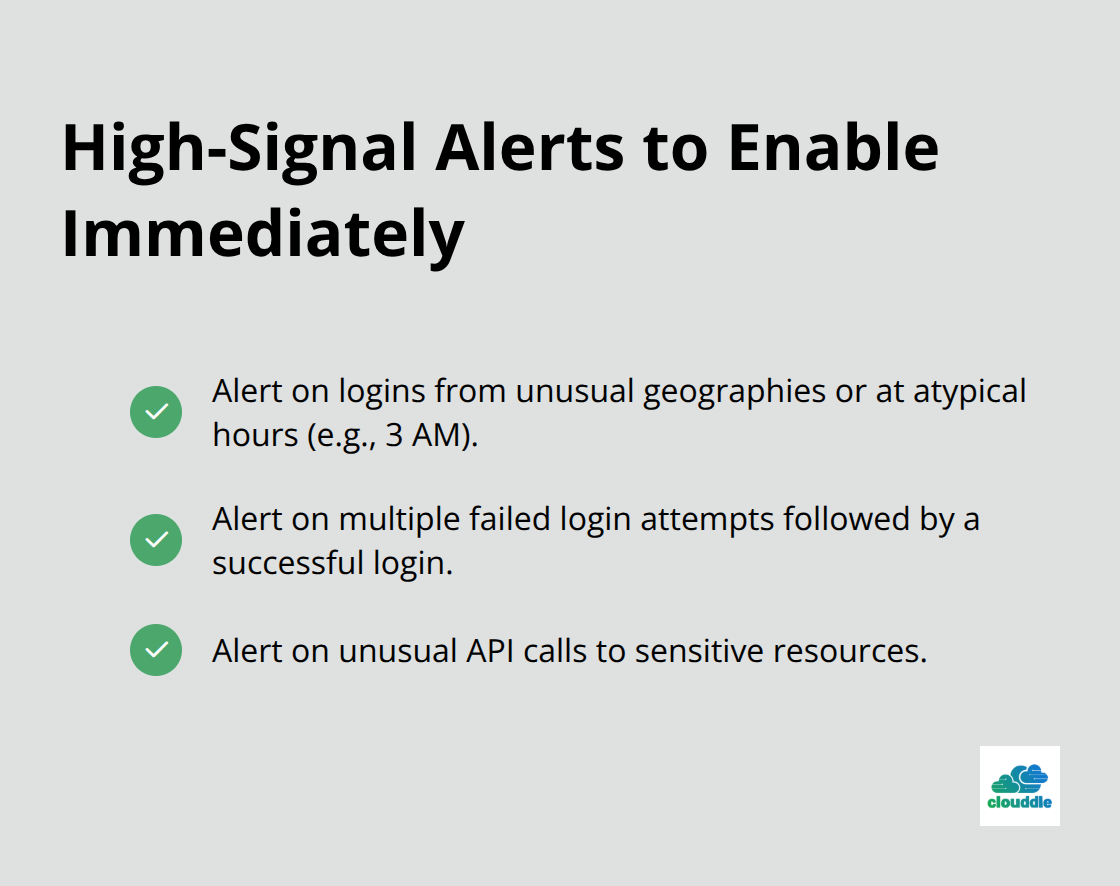 Checklist of high-priority security alerts for cloud monitoring. - network security in cloud computing