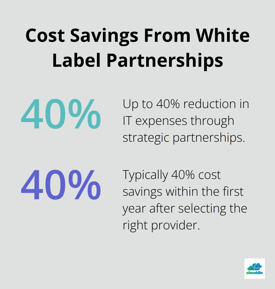 Percentage chart showing typical cost reductions from white label IT solutions