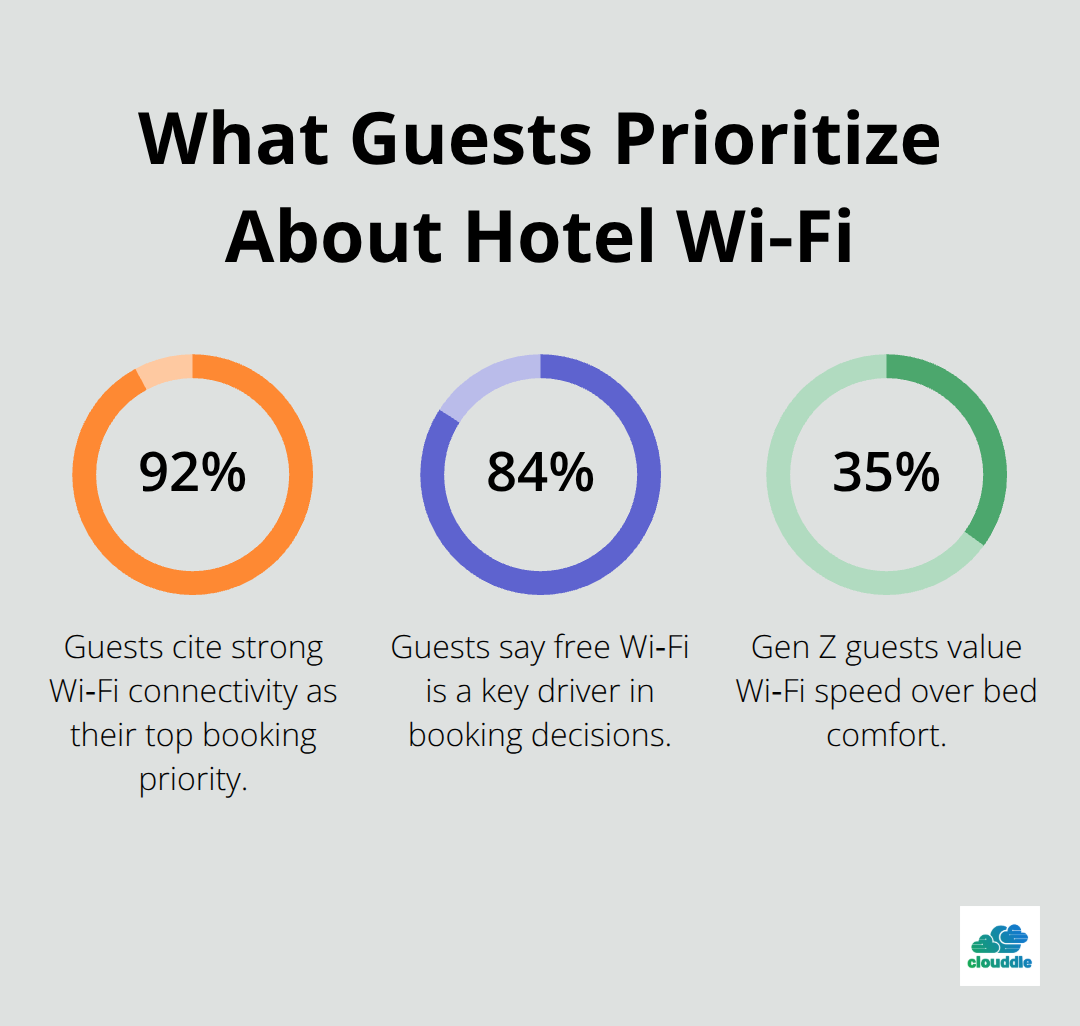 Chart showing the top Wi‑Fi priorities guests cite when booking hotels in the United States.